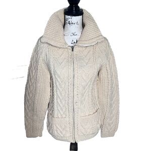 AN IRISH TRADITION FISHERMAN'S HAND KNIT WOOL CARDIGAN Sweater Women’s Medium